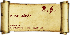 Münz Jónás névjegykártya